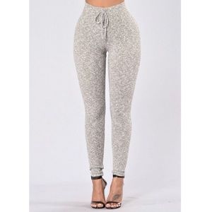 Grey Ribbed Leggings